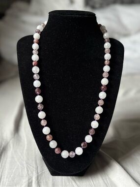 Jade and strawberry quartz necklace.